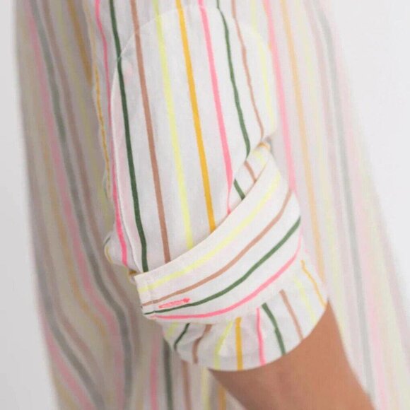 Kerri Rosenthal Shrunken Pia Shirt Tunic Top Buttondown Striped Poplin M - Picture 6 of 11